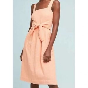 New Anthropologie Meadow Rue Ingalls Front Tie Dress Pockets‎ Size 10 Orange